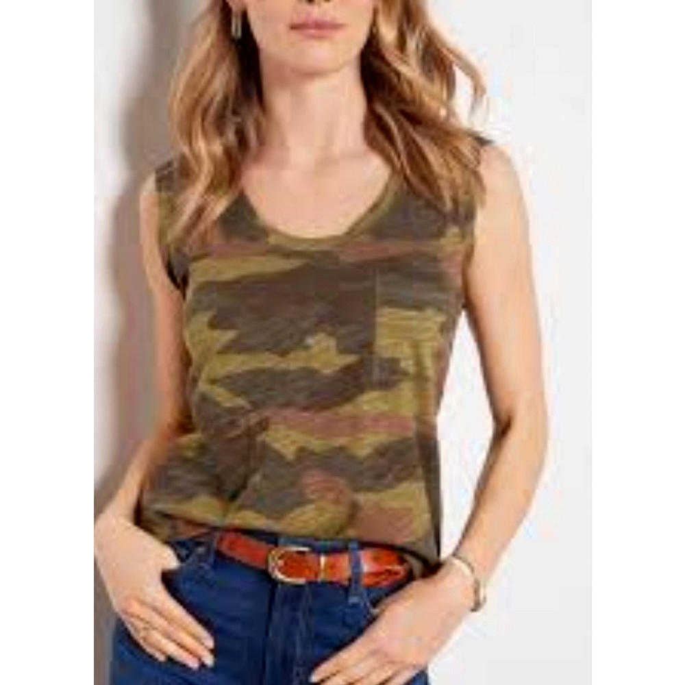 🆕️ Sanctuary Traveler Twist Sleeve Camo Tee Tank Size Large Boho Indie Grunge